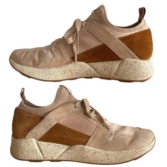 Vince Shoes - Vince Galvin Tan Pink Leather Suede Sneakers 8
